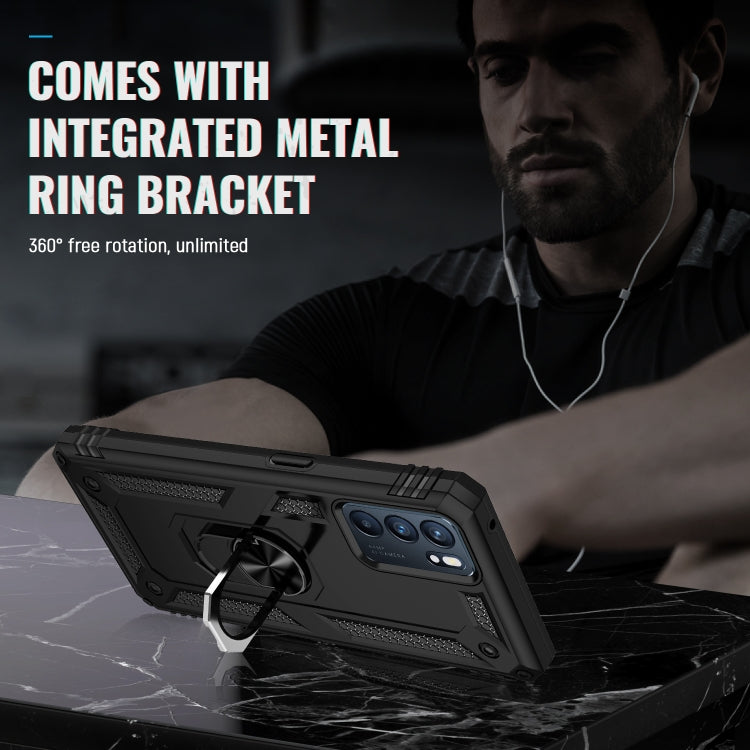 For OPPO Reno6 5G Shockproof TPU + PC Holder Phone Case