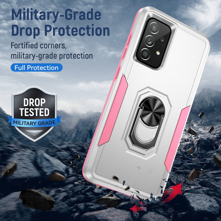 For Samsung Galaxy A52 5G / 4G Pioneer Armor Heavy Duty PC + TPU Holder Phone Case