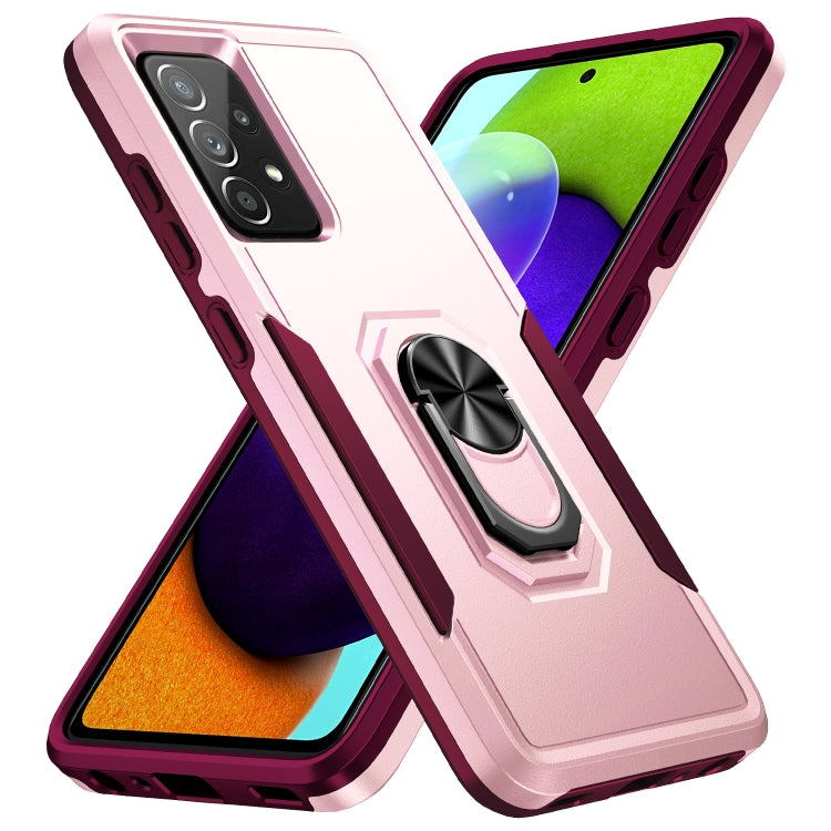 For Samsung Galaxy A52 5G / 4G Pioneer Armor Heavy Duty PC + TPU Holder Phone Case