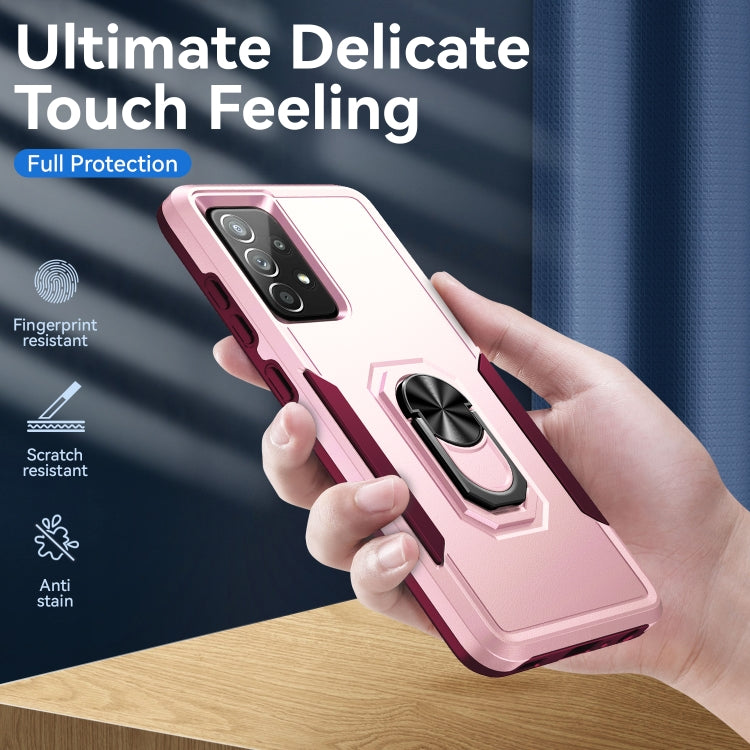 For Samsung Galaxy A52 5G / 4G Pioneer Armor Heavy Duty PC + TPU Holder Phone Case