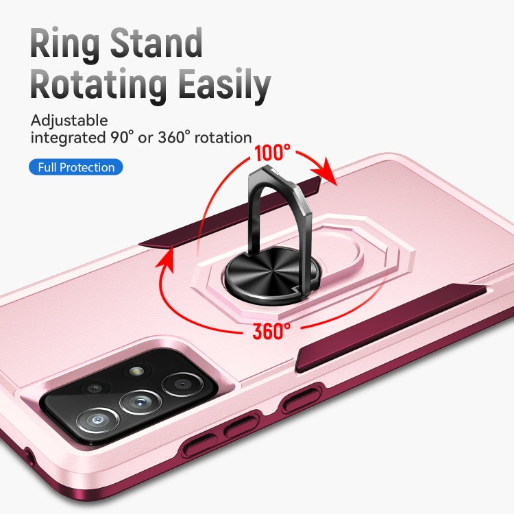 For Samsung Galaxy A52 5G / 4G Pioneer Armor Heavy Duty PC + TPU Holder Phone Case