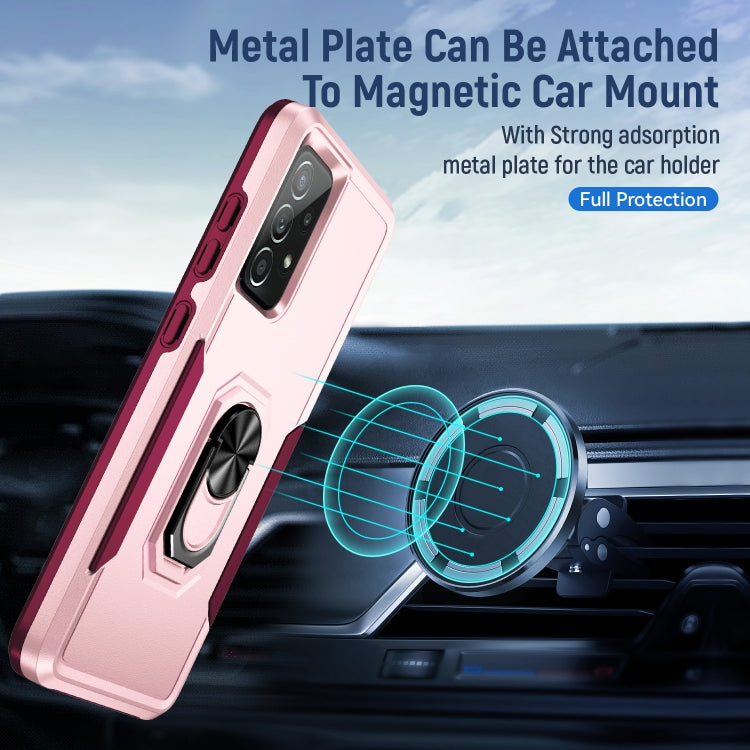 For Samsung Galaxy A52 5G / 4G Pioneer Armor Heavy Duty PC + TPU Holder Phone Case