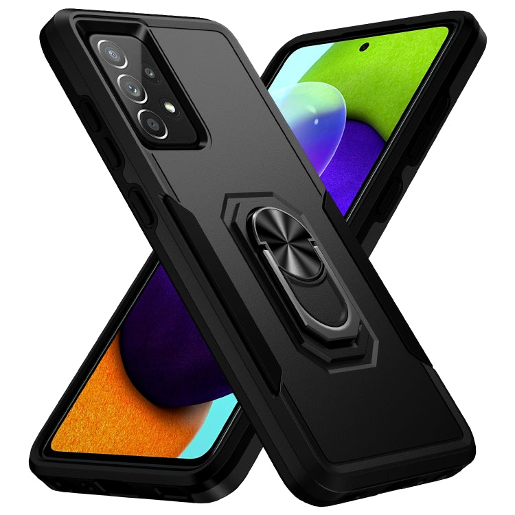 For Samsung Galaxy A52 5G / 4G Pioneer Armor Heavy Duty PC + TPU Holder Phone Case
