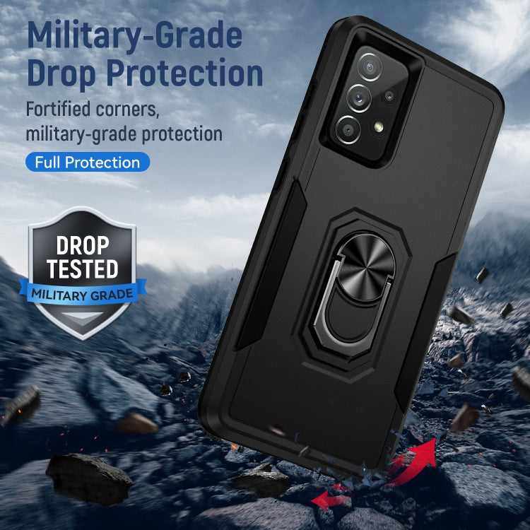 For Samsung Galaxy A52 5G / 4G Pioneer Armor Heavy Duty PC + TPU Holder Phone Case