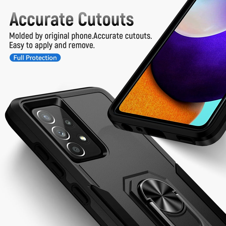 For Samsung Galaxy A52 5G / 4G Pioneer Armor Heavy Duty PC + TPU Holder Phone Case
