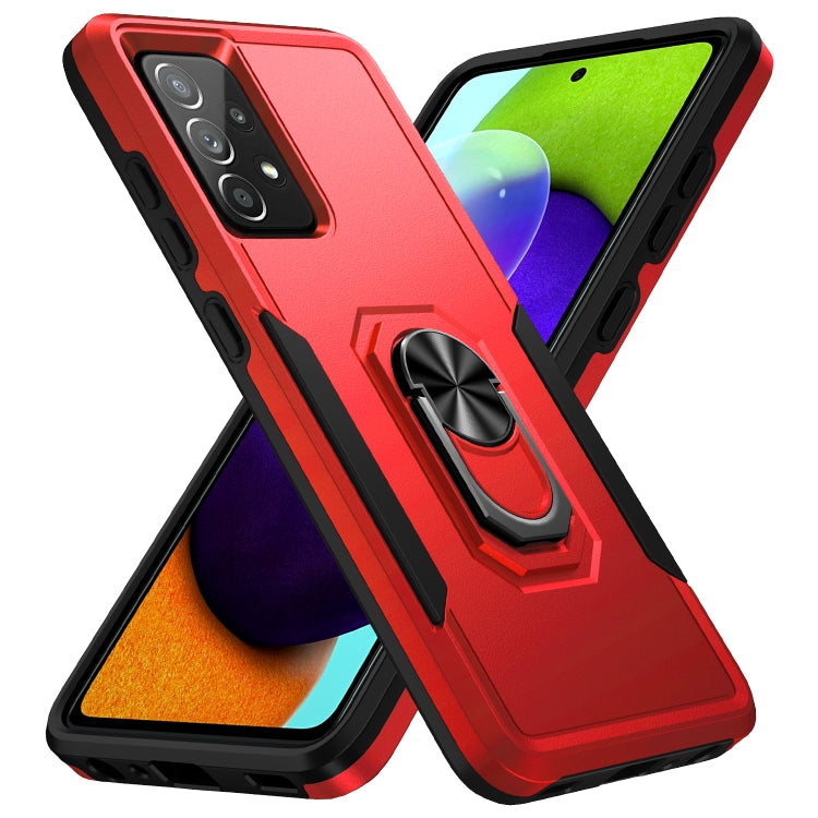 For Samsung Galaxy A52 5G / 4G Pioneer Armor Heavy Duty PC + TPU Holder Phone Case