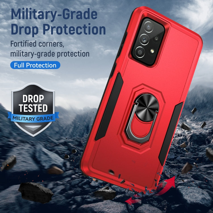 For Samsung Galaxy A52 5G / 4G Pioneer Armor Heavy Duty PC + TPU Holder Phone Case