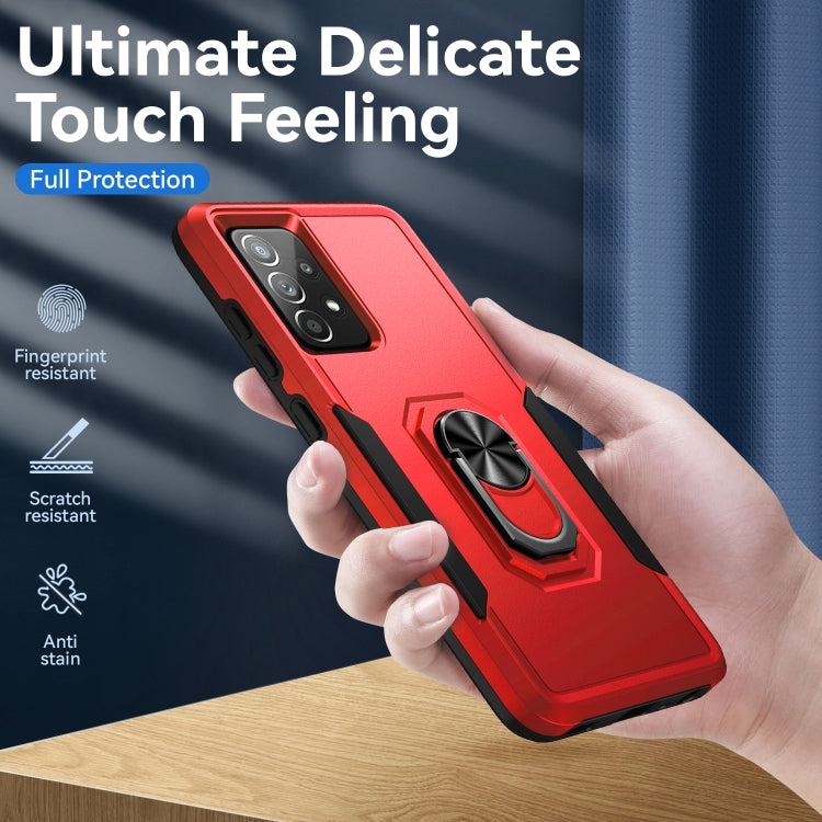 For Samsung Galaxy A52 5G / 4G Pioneer Armor Heavy Duty PC + TPU Holder Phone Case