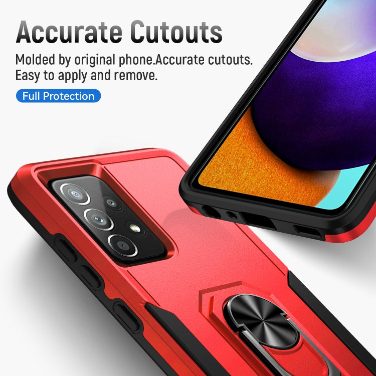 For Samsung Galaxy A52 5G / 4G Pioneer Armor Heavy Duty PC + TPU Holder Phone Case