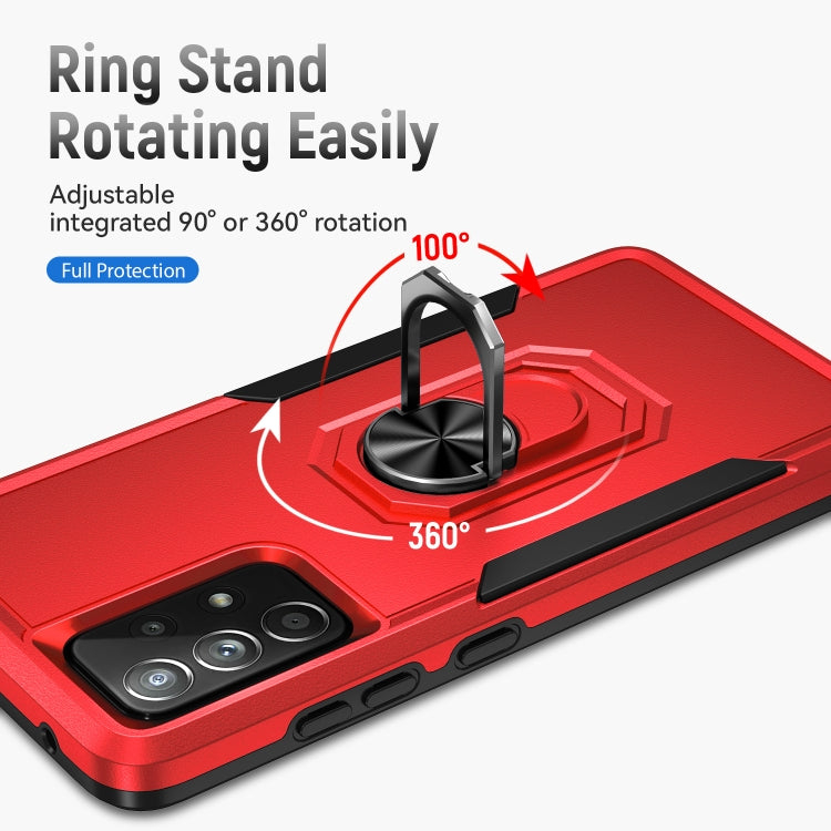 For Samsung Galaxy A52 5G / 4G Pioneer Armor Heavy Duty PC + TPU Holder Phone Case