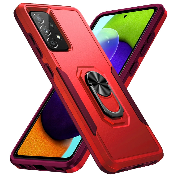 For Samsung Galaxy A52 5G / 4G Pioneer Armor Heavy Duty PC + TPU Holder Phone Case
