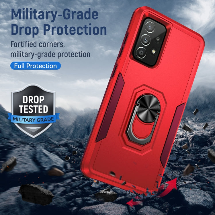 For Samsung Galaxy A52 5G / 4G Pioneer Armor Heavy Duty PC + TPU Holder Phone Case