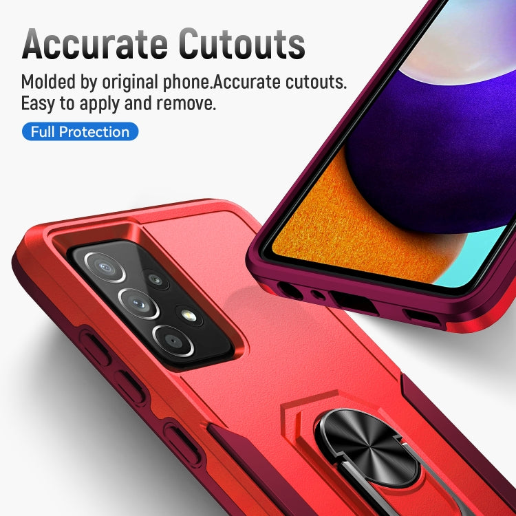 For Samsung Galaxy A52 5G / 4G Pioneer Armor Heavy Duty PC + TPU Holder Phone Case