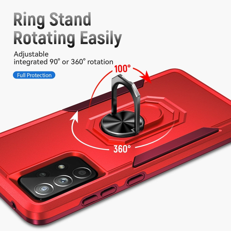 For Samsung Galaxy A52 5G / 4G Pioneer Armor Heavy Duty PC + TPU Holder Phone Case