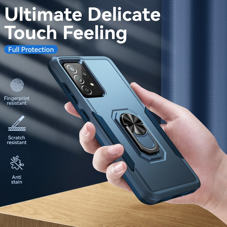 For Samsung Galaxy A52 5G / 4G Pioneer Armor Heavy Duty PC + TPU Holder Phone Case