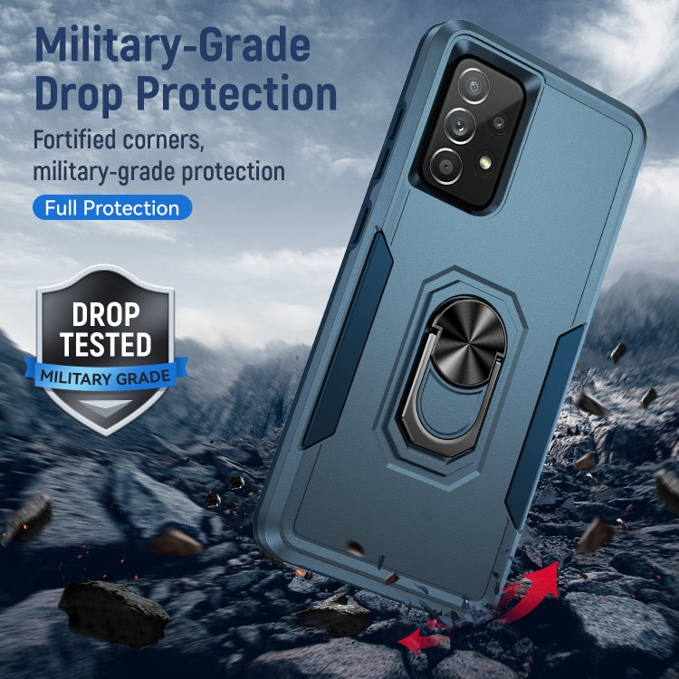 For Samsung Galaxy A52 5G / 4G Pioneer Armor Heavy Duty PC + TPU Holder Phone Case