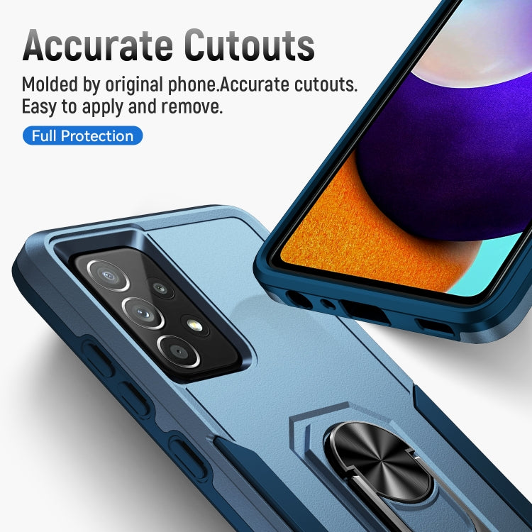 For Samsung Galaxy A52 5G / 4G Pioneer Armor Heavy Duty PC + TPU Holder Phone Case
