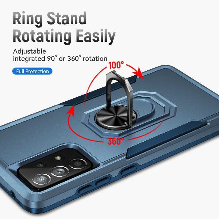 For Samsung Galaxy A52 5G / 4G Pioneer Armor Heavy Duty PC + TPU Holder Phone Case