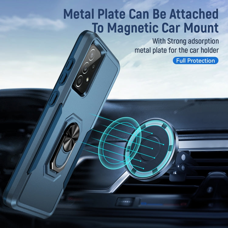 For Samsung Galaxy A52 5G / 4G Pioneer Armor Heavy Duty PC + TPU Holder Phone Case