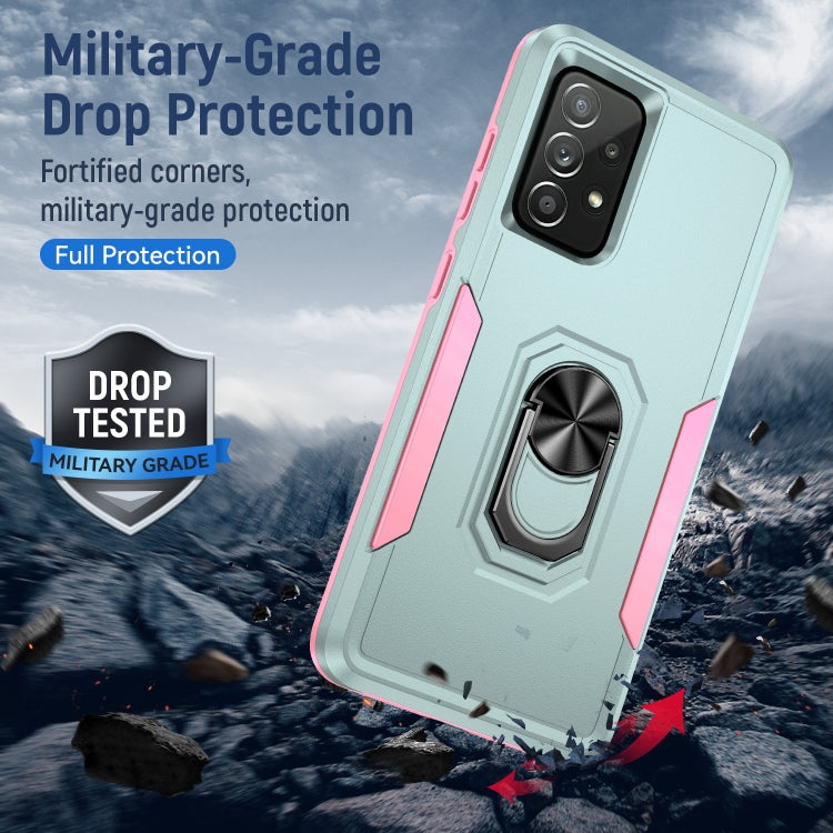For Samsung Galaxy A52 5G / 4G Pioneer Armor Heavy Duty PC + TPU Holder Phone Case