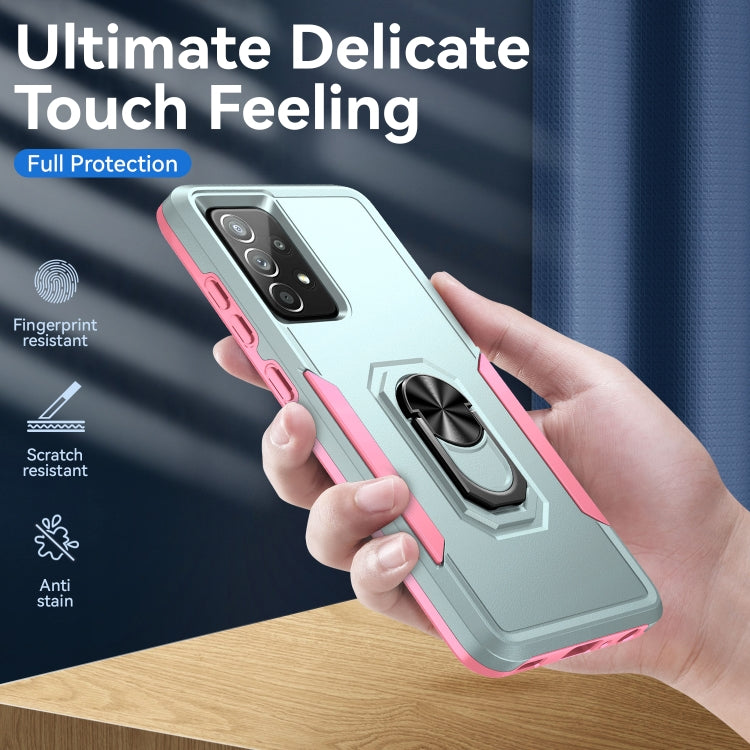 For Samsung Galaxy A52 5G / 4G Pioneer Armor Heavy Duty PC + TPU Holder Phone Case