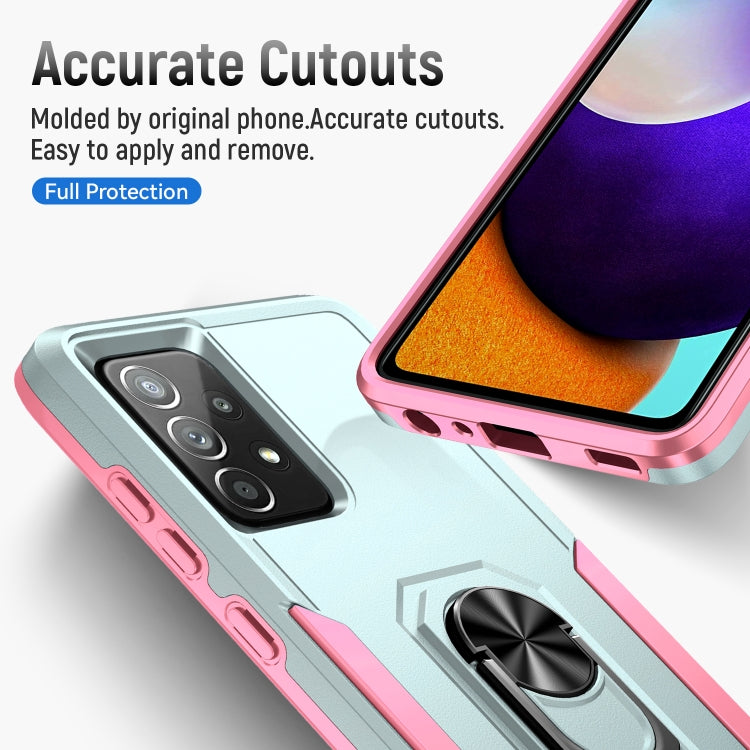 For Samsung Galaxy A52 5G / 4G Pioneer Armor Heavy Duty PC + TPU Holder Phone Case