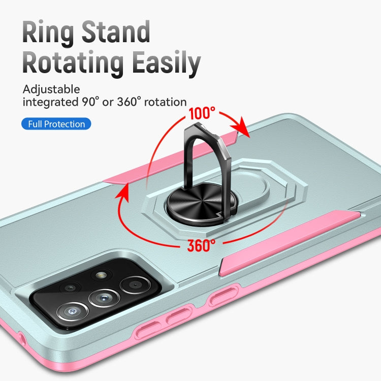 For Samsung Galaxy A52 5G / 4G Pioneer Armor Heavy Duty PC + TPU Holder Phone Case