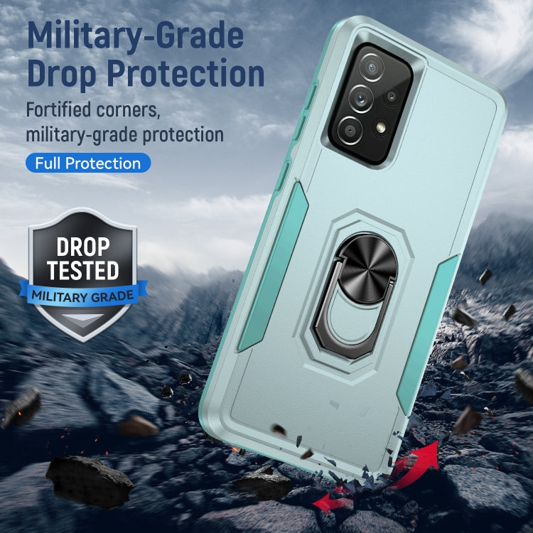 For Samsung Galaxy A52 5G / 4G Pioneer Armor Heavy Duty PC + TPU Holder Phone Case