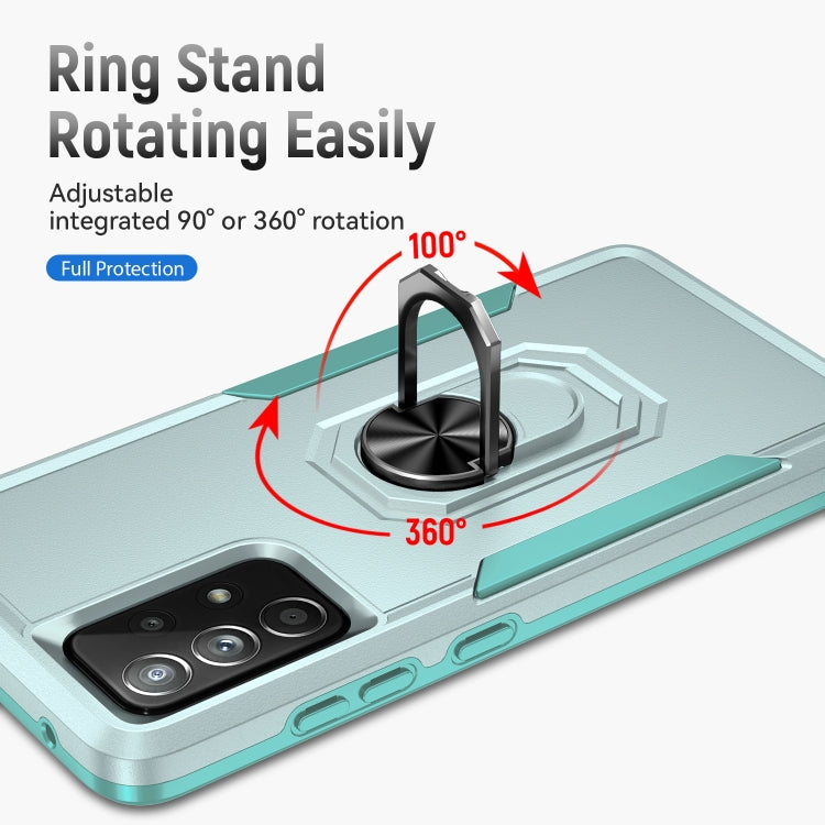 For Samsung Galaxy A52 5G / 4G Pioneer Armor Heavy Duty PC + TPU Holder Phone Case