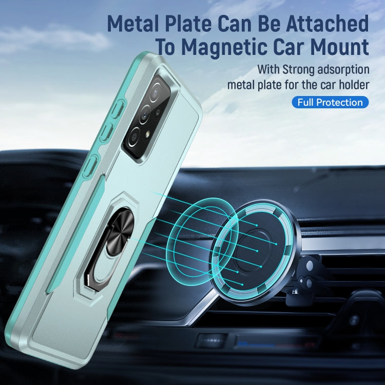 For Samsung Galaxy A52 5G / 4G Pioneer Armor Heavy Duty PC + TPU Holder Phone Case