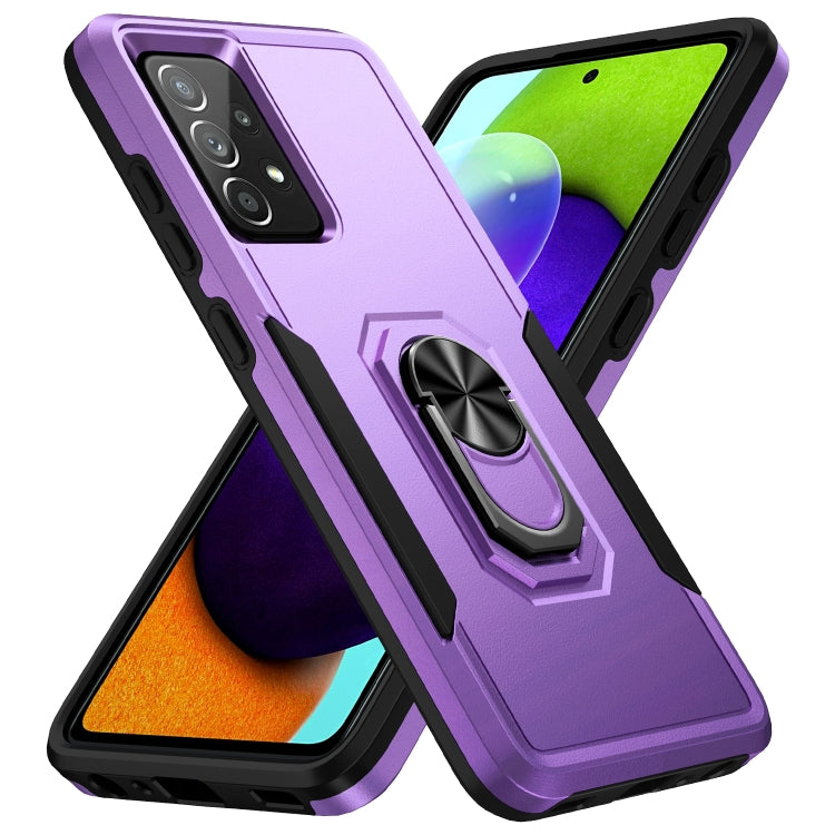 For Samsung Galaxy A52 5G / 4G Pioneer Armor Heavy Duty PC + TPU Holder Phone Case