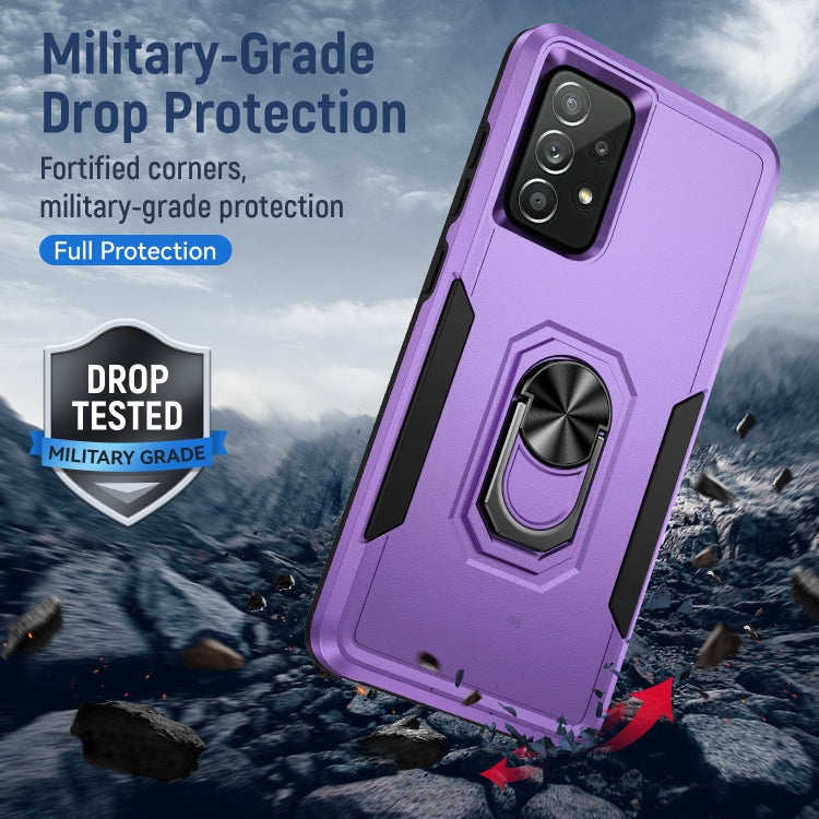 For Samsung Galaxy A52 5G / 4G Pioneer Armor Heavy Duty PC + TPU Holder Phone Case