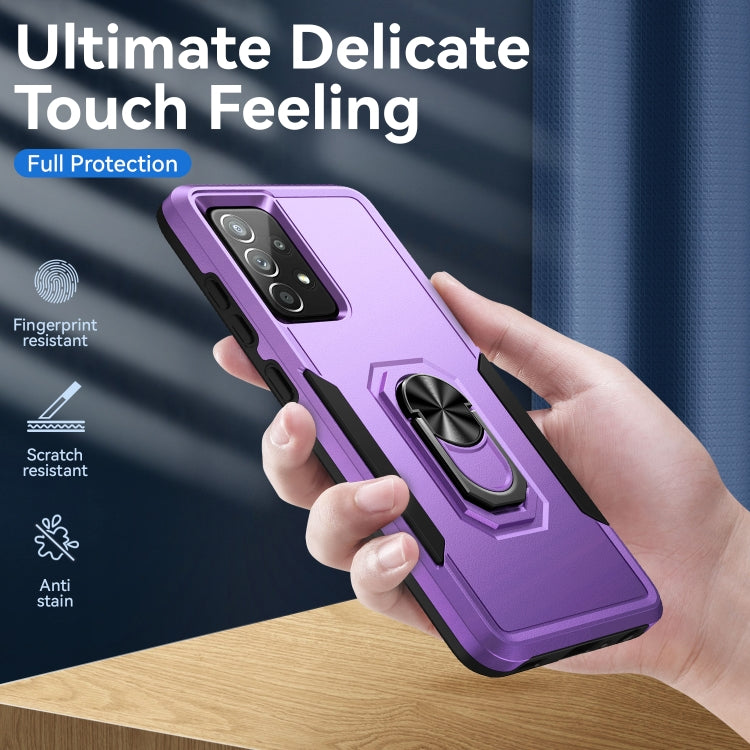 For Samsung Galaxy A52 5G / 4G Pioneer Armor Heavy Duty PC + TPU Holder Phone Case