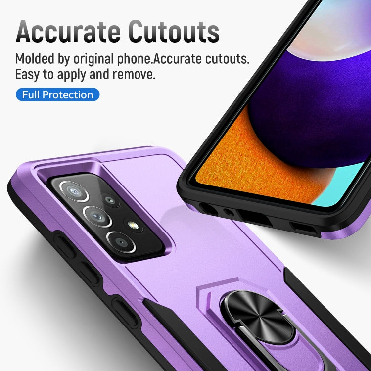 For Samsung Galaxy A52 5G / 4G Pioneer Armor Heavy Duty PC + TPU Holder Phone Case