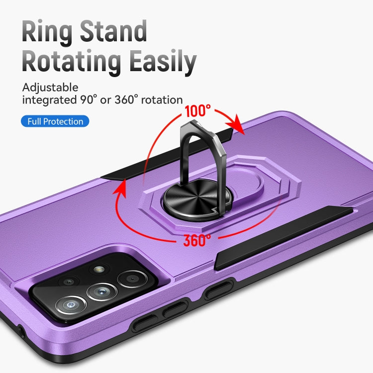 For Samsung Galaxy A52 5G / 4G Pioneer Armor Heavy Duty PC + TPU Holder Phone Case