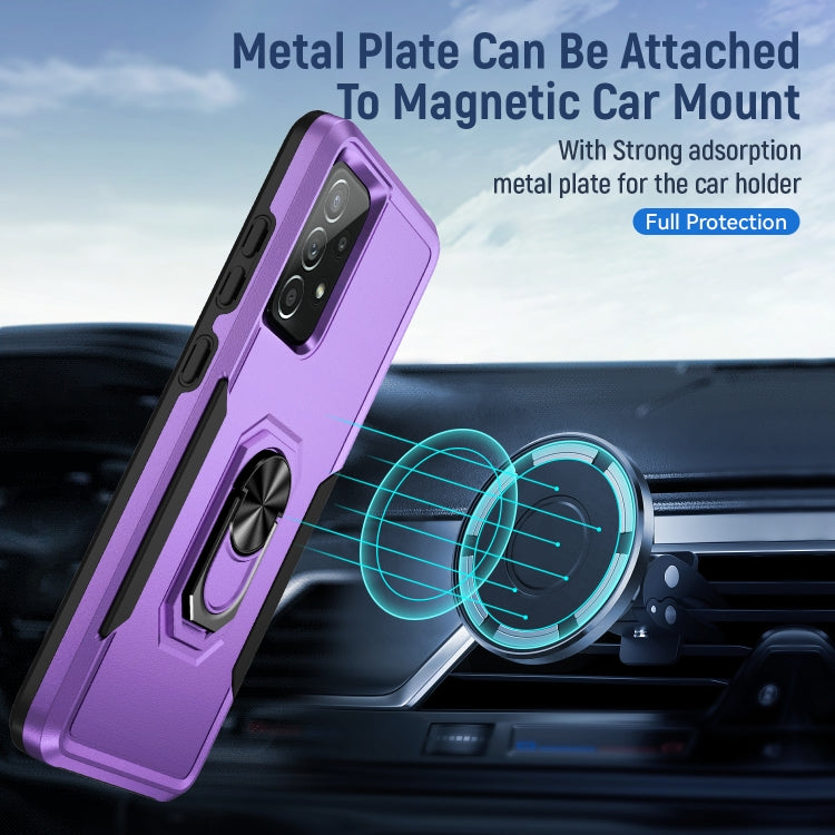 For Samsung Galaxy A52 5G / 4G Pioneer Armor Heavy Duty PC + TPU Holder Phone Case