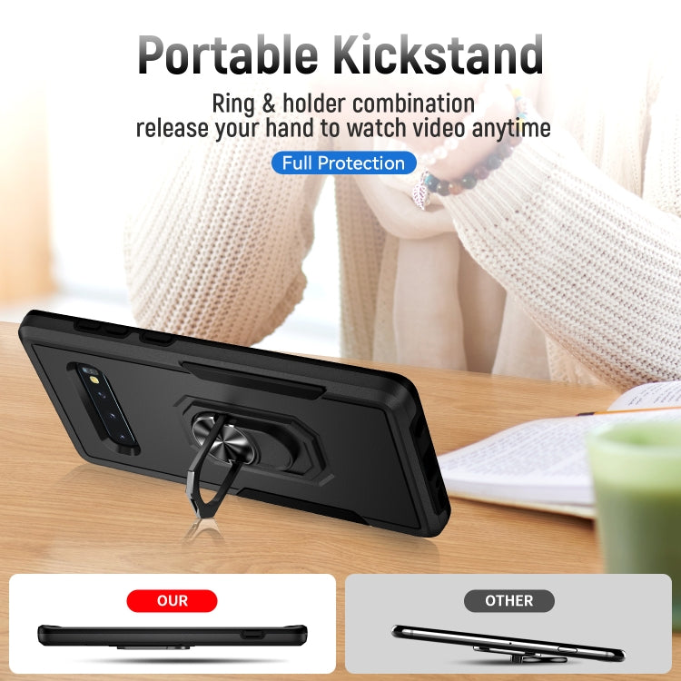 For Samsung Galaxy S10 Pioneer Armor Heavy Duty PC + TPU Holder Phone Case
