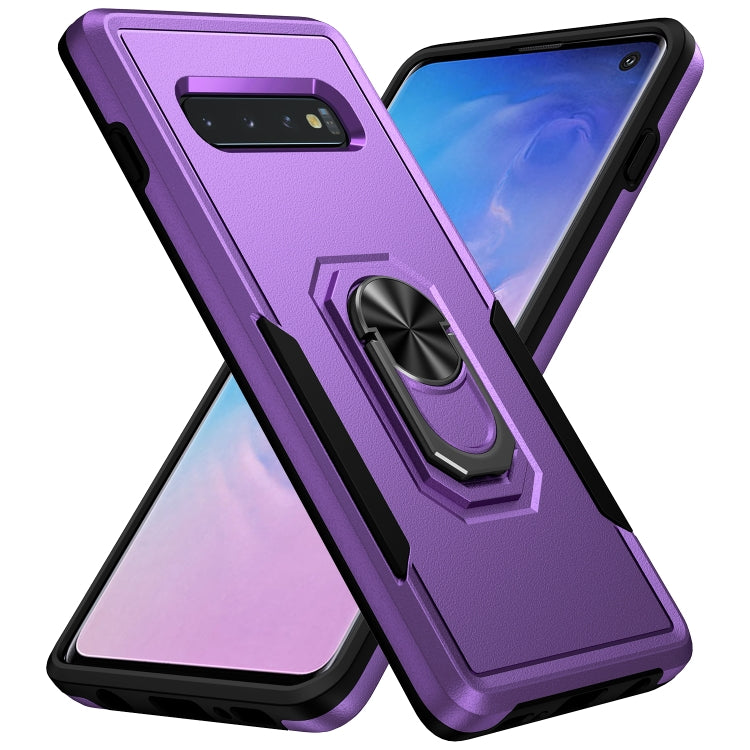 For Samsung Galaxy S10 Pioneer Armor Heavy Duty PC + TPU Holder Phone Case