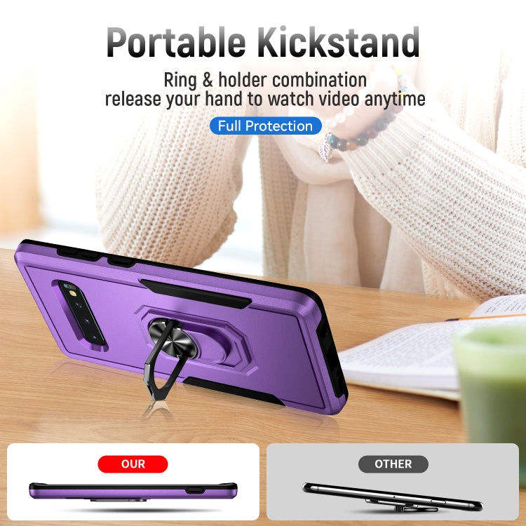 For Samsung Galaxy S10 Pioneer Armor Heavy Duty PC + TPU Holder Phone Case
