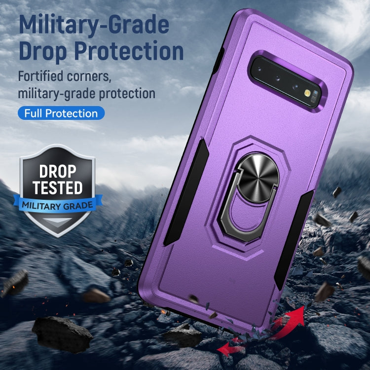 For Samsung Galaxy S10 Pioneer Armor Heavy Duty PC + TPU Holder Phone Case