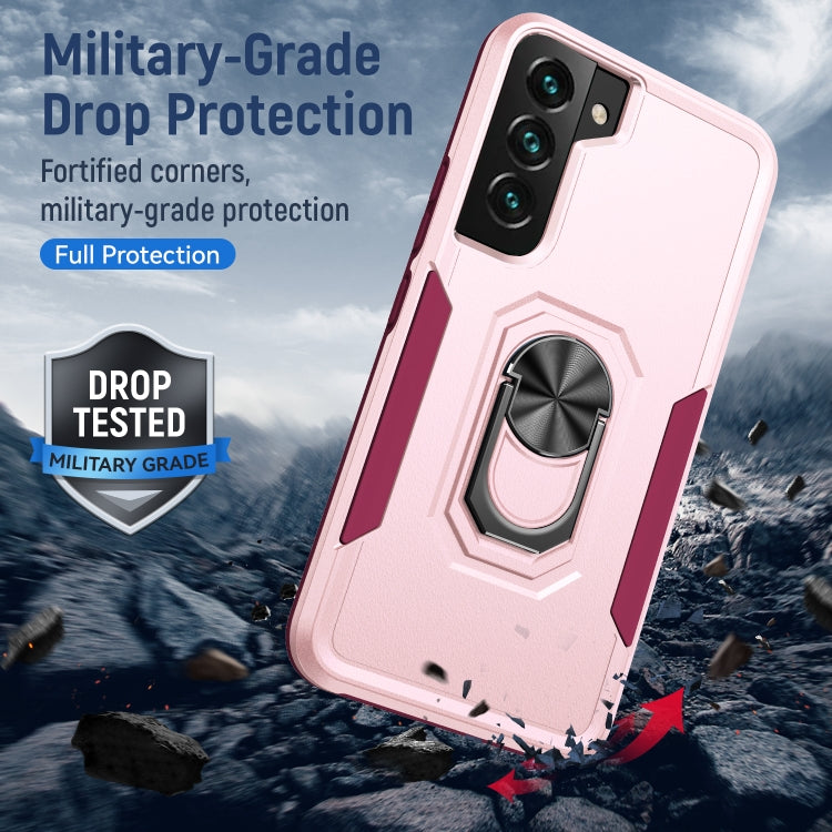 For Samsung Galaxy S22 5G Pioneer Armor Heavy Duty PC + TPU Holder Phone Case