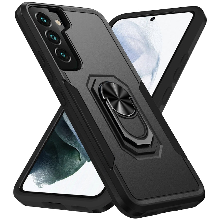 For Samsung Galaxy S22 5G Pioneer Armor Heavy Duty PC + TPU Holder Phone Case
