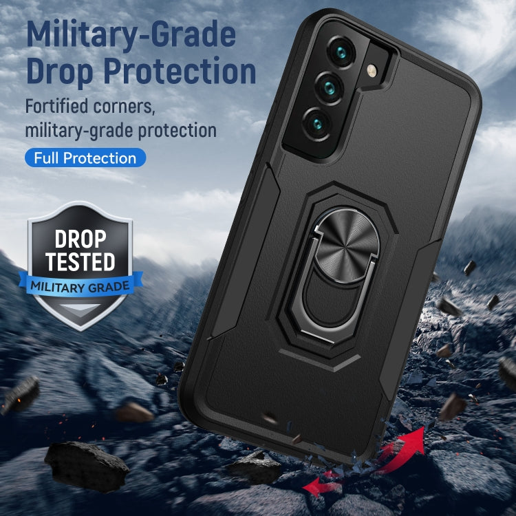 For Samsung Galaxy S22 5G Pioneer Armor Heavy Duty PC + TPU Holder Phone Case