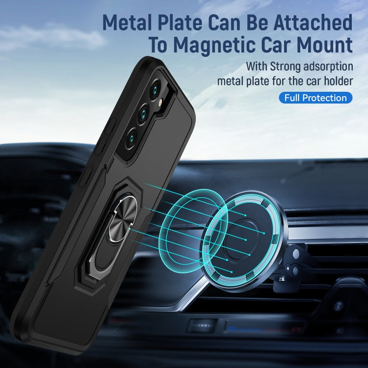 For Samsung Galaxy S22 5G Pioneer Armor Heavy Duty PC + TPU Holder Phone Case