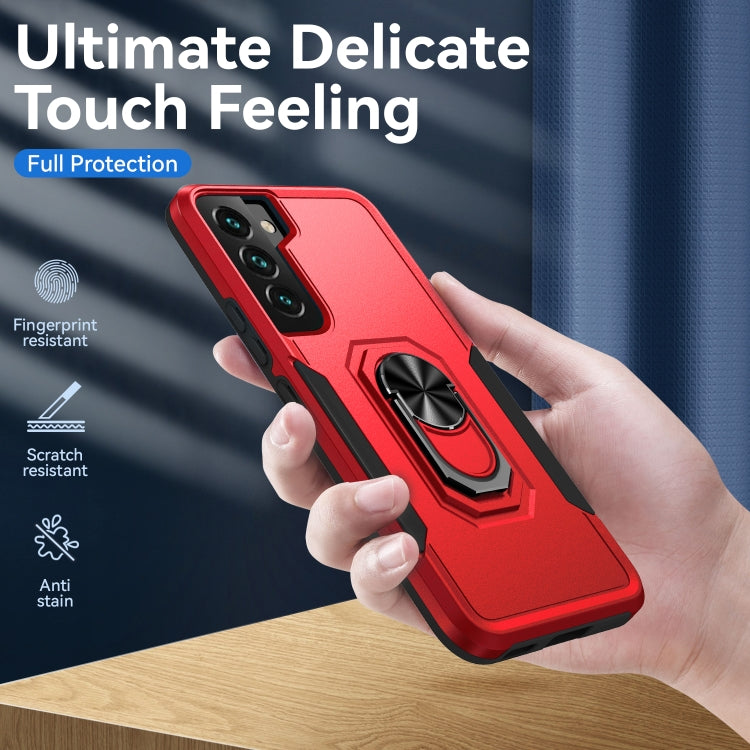 For Samsung Galaxy S22 5G Pioneer Armor Heavy Duty PC + TPU Holder Phone Case