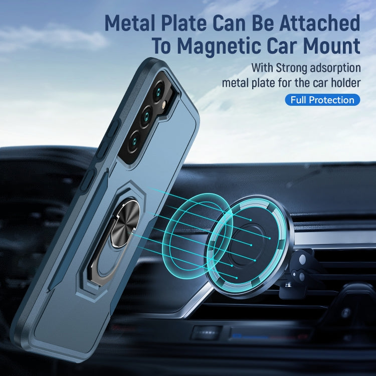 For Samsung Galaxy S22 5G Pioneer Armor Heavy Duty PC + TPU Holder Phone Case