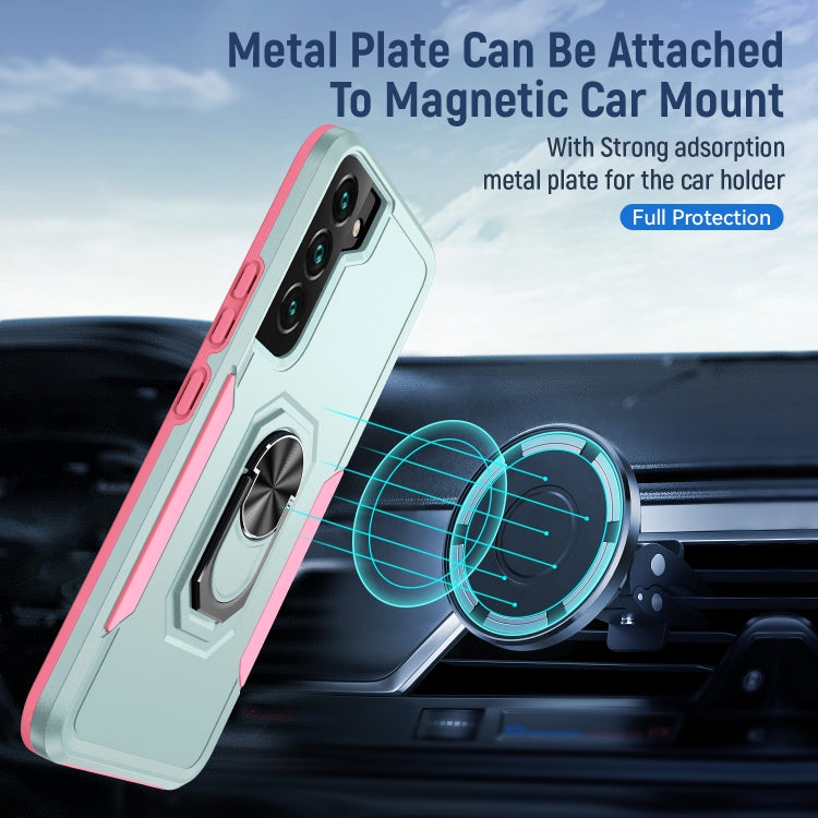 For Samsung Galaxy S22 5G Pioneer Armor Heavy Duty PC + TPU Holder Phone Case