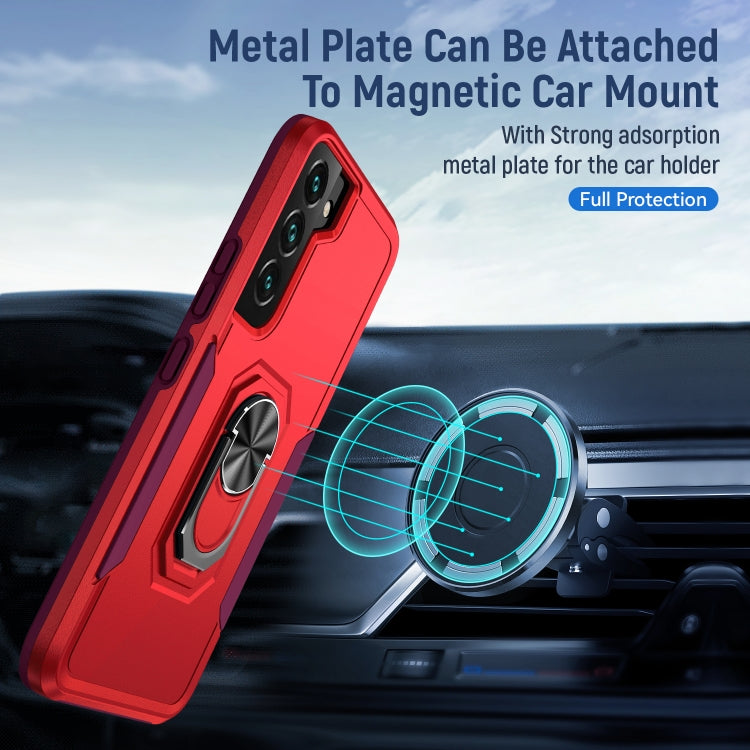 For Samsung Galaxy S22+ 5G Pioneer Armor Heavy Duty PC + TPU Holder Phone Case