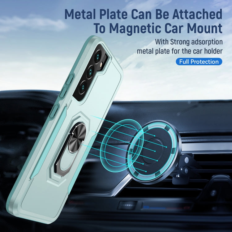 For Samsung Galaxy S22+ 5G Pioneer Armor Heavy Duty PC + TPU Holder Phone Case