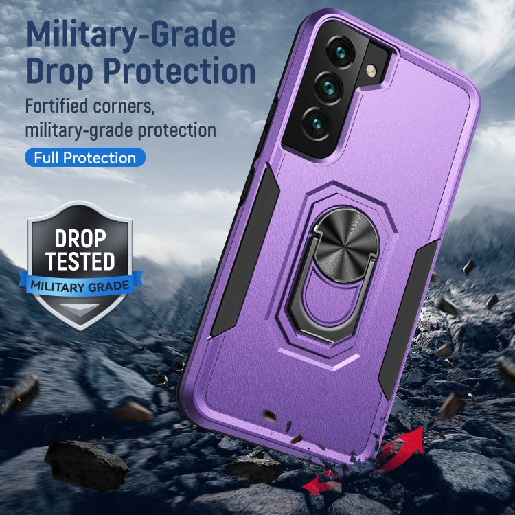 For Samsung Galaxy S22+ 5G Pioneer Armor Heavy Duty PC + TPU Holder Phone Case